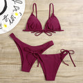 Summer 3 Piece Bikini Set Women Solid Green Purple Push up Bra Thong Swimsuit Brazilian Beach Bathing Suit Swumwear Biquini