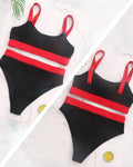 Women High Waisted Bikini Set Color Block Swimsuit 2 Piece High Cut Bathing Suit Tummy Control Teens Cheeky